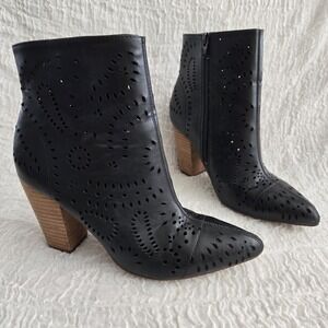 Carlos By Carlos Santana Women's Sz 7 Black Ankle Boots Boho Chic Pointed Toe